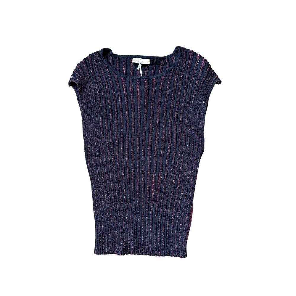 Marine Layer Penny Pleated Top Black Rainbow Lurex NEW